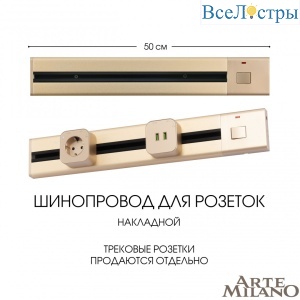 Накладной шинопровод с выключателем Arte Milano Am-track-sockets 385205TOB/50 Gold