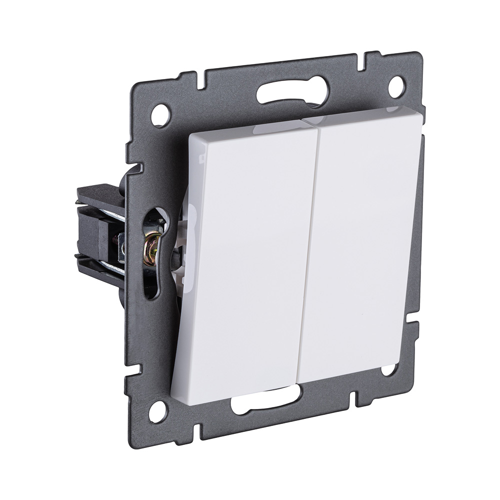 выключатель 2-клавишный 10а/250в, белый kollinger rea-s-007wh для aspekt, eleganz, reflex