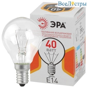 Лампа накаливания Эра E14 40W ДШ 40-230-E14-CL Б0039136