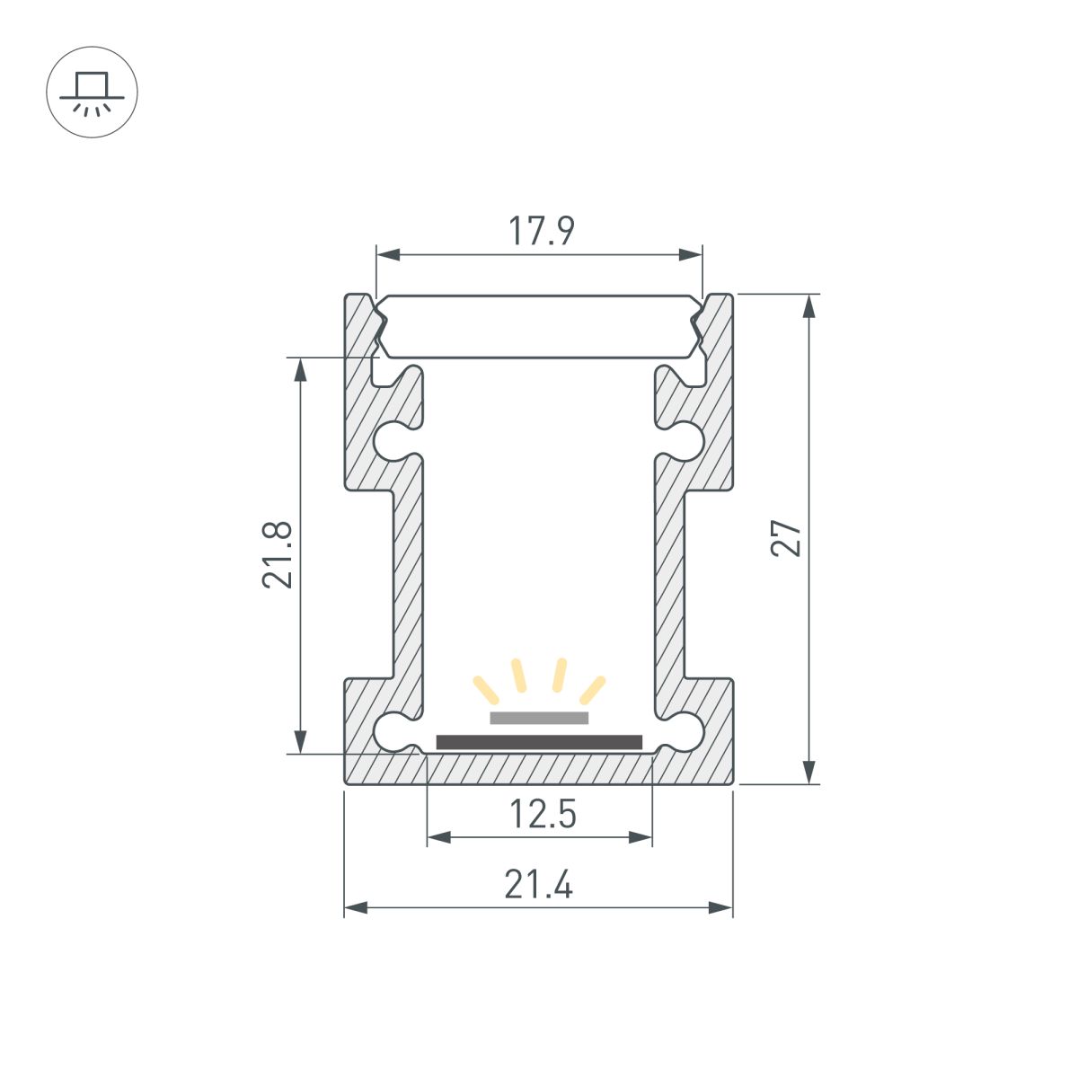 профиль arlight floor22-h27-2000 anod (алюминий) 060246