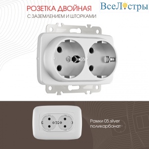 Розетка двойная с заземлением Arte Milano 205.40-2.silver