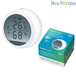 Умный датчик температуры и влажности Wi-Fi, с экраном Uniel UL-00011704 USN-A502 TS/WF WHITE