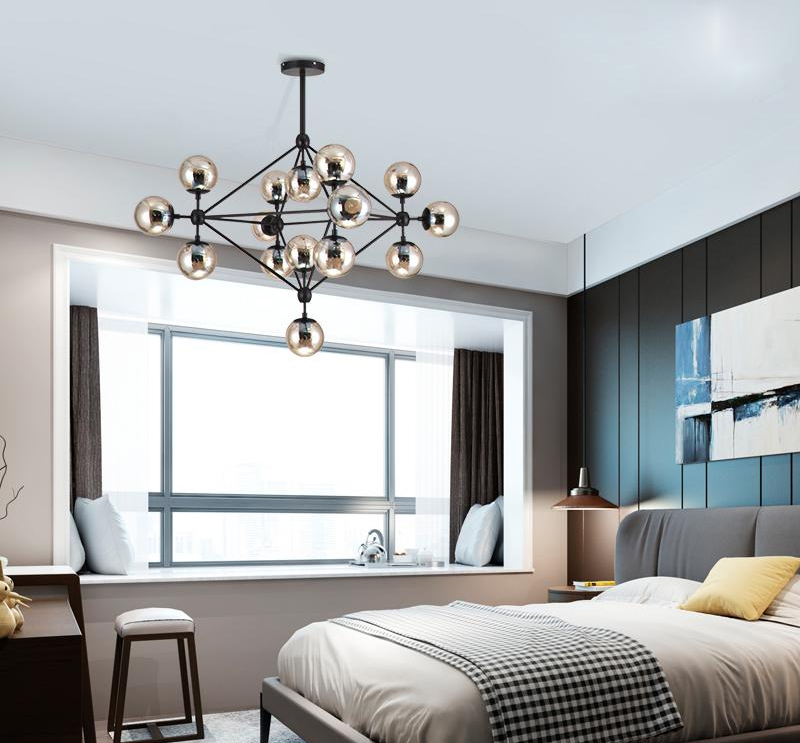 люстра на штанге delight collection modo 8916p/15 black/cognac