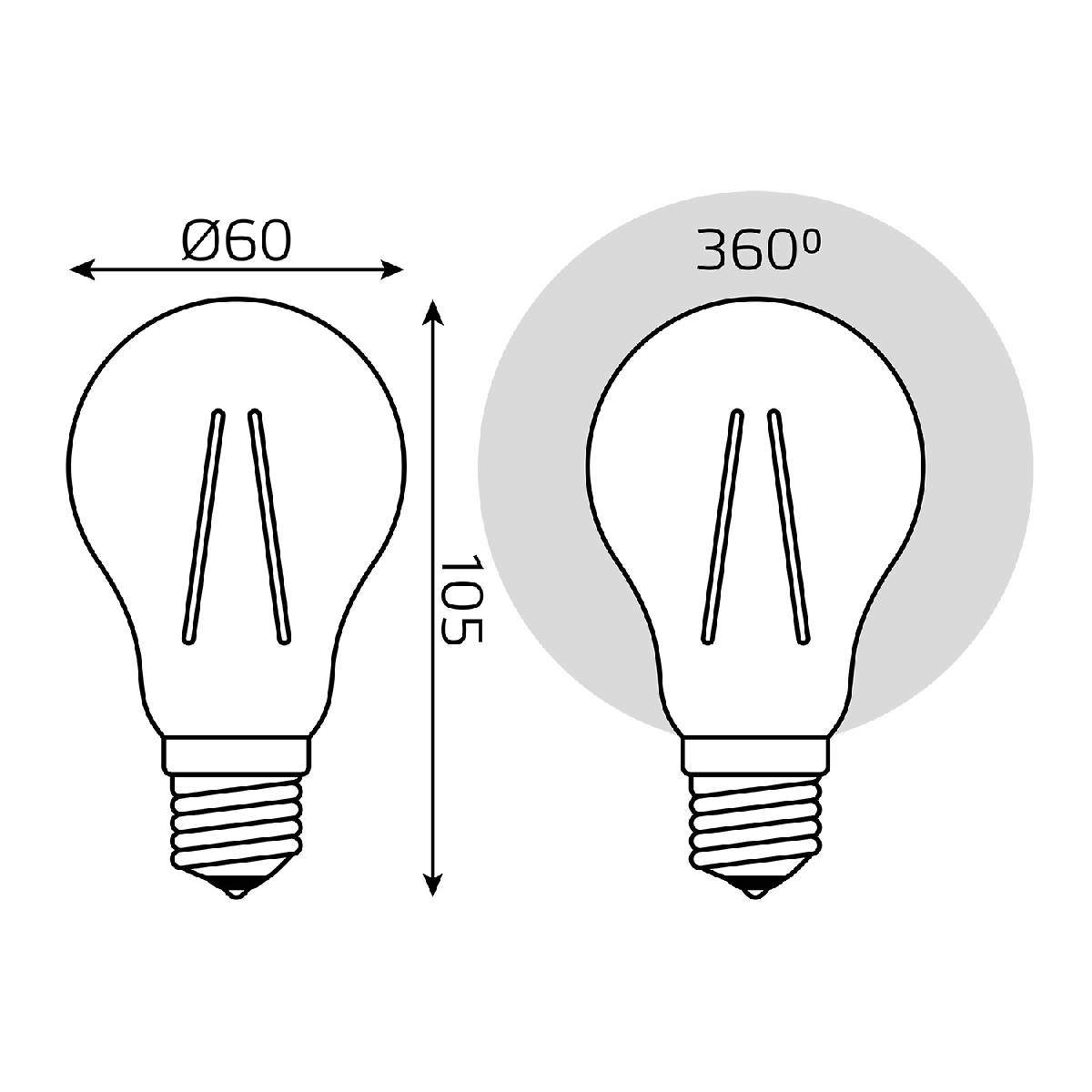 светодиодная филаментная лампа gauss basic filament e27 17w 4100k 10212272