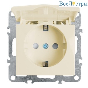 Розетка Stekker Эрна с/з 16A 250V с крышкой защитной шторкой слоновая кость PST16-9112-02 39330