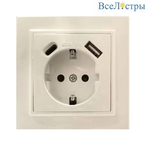 Розетка USB+Type C Stekker Эрна PST16-9016-02 50077