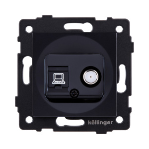 Розетка двойная спутниковая SAT + RJ45 Cat.6, черный Kollinger REA-022BK для Aspekt, Eleganz, Reflex