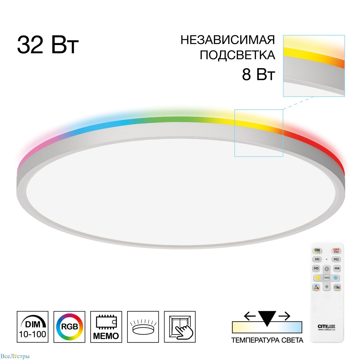 потолочный светильник citilux norma led rgb cl749400