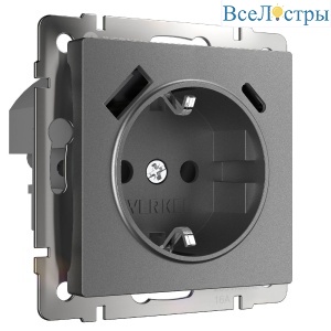 Розетка с заземлением, шторками и USB тип A+C Werkel W1171764 4690389194436 a063106