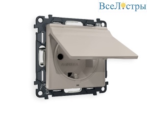 Комплект механизма розетки с/з со шторками и крышкой Ambrella Volt Alfa MA368010