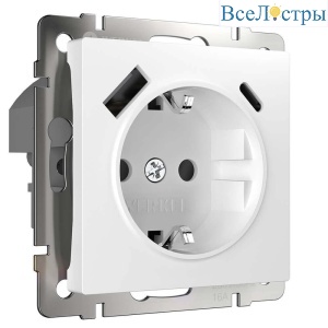 Розетка с быстрой зарядкой USB Type A+С белая W1171701 4690389176418
