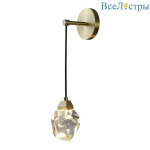 Настенный светильник DeLight Collection Crystal rock II 9701W brass/clear