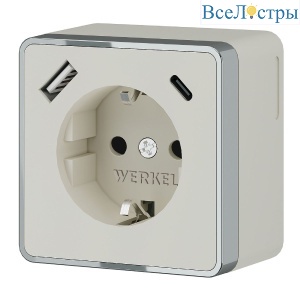 Розетка с заземлением, шторками и USB тип A+C Werkel Gallant W5071703 4690389179600 a057699