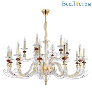 Подвесная люстра Crystal lux CATARINA SP12+6 V2 GOLD/TRANSPARENT-COGNAC
