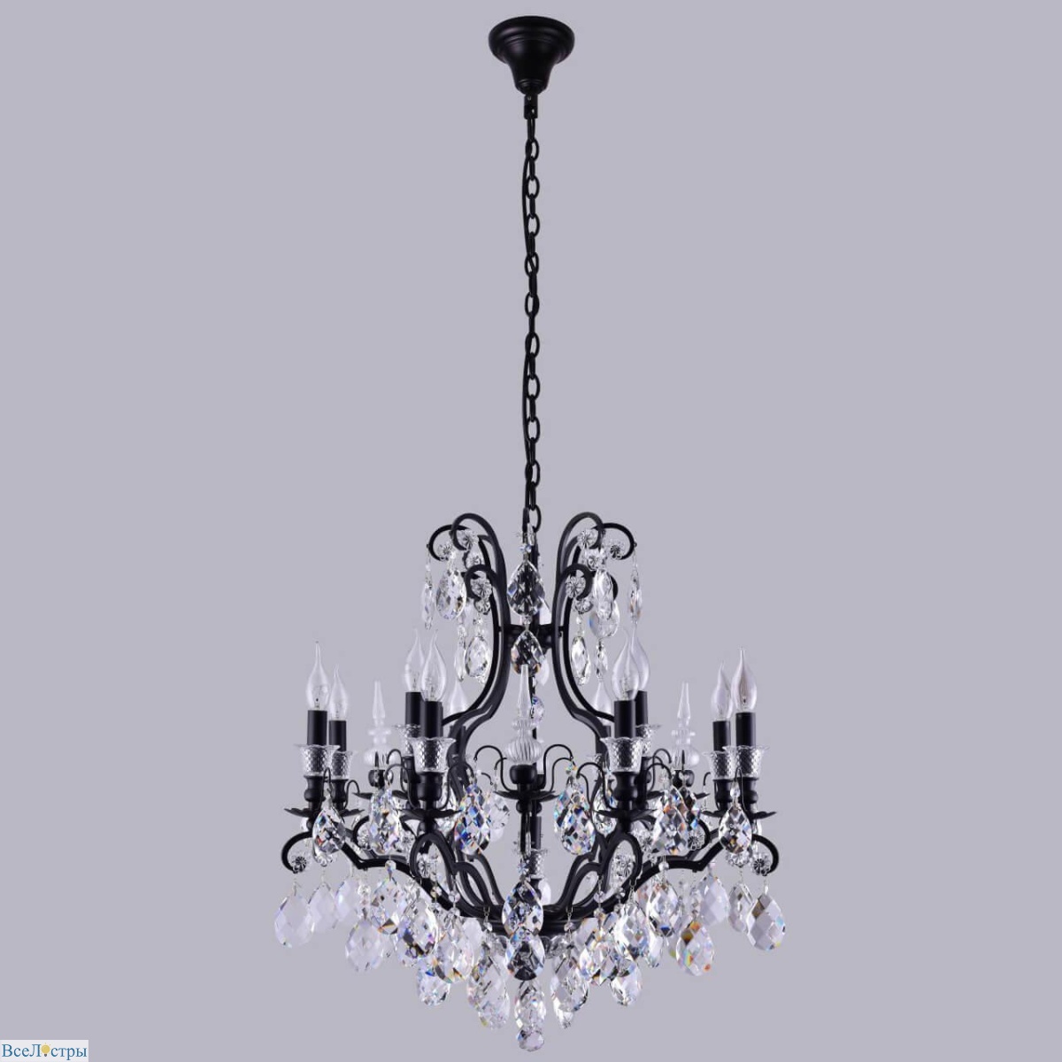 подвесная люстра crystal lux magnifico sp13 black/transparent
