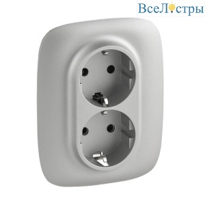Розетка двойная Legrand Valena Allure 16A 250V с/з со шторками безвинтовой зажим алюминий 753926