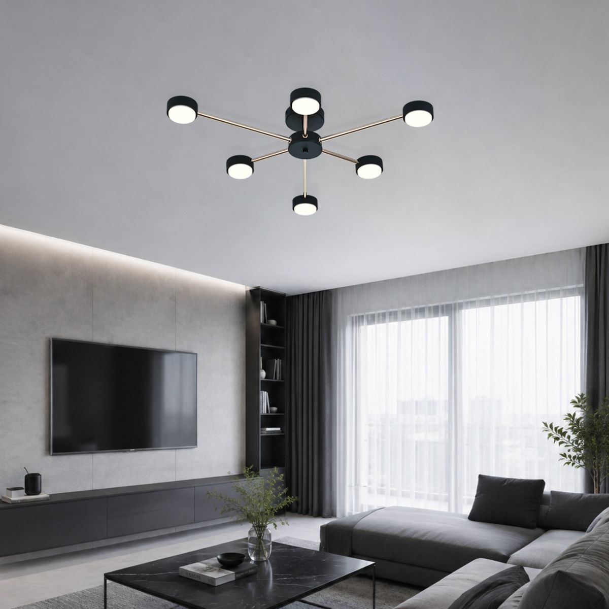 потолочный светильник escada luminix 120008/6r black/gold es0000094