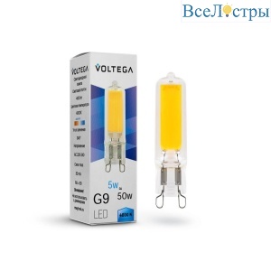 Лампа светодиодная Voltega G9 5W 4000К прозрачная VG9-K2G9cold5W 7182