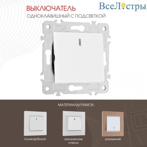 Выключатель одноклавишный с подсветкой Arte Milano 203.31-1.white