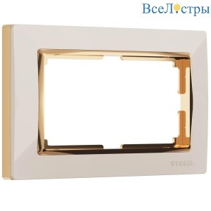 Рамка для двойной розетки Werkel Snabb слоновая кость/золото W0081932 4690389161148