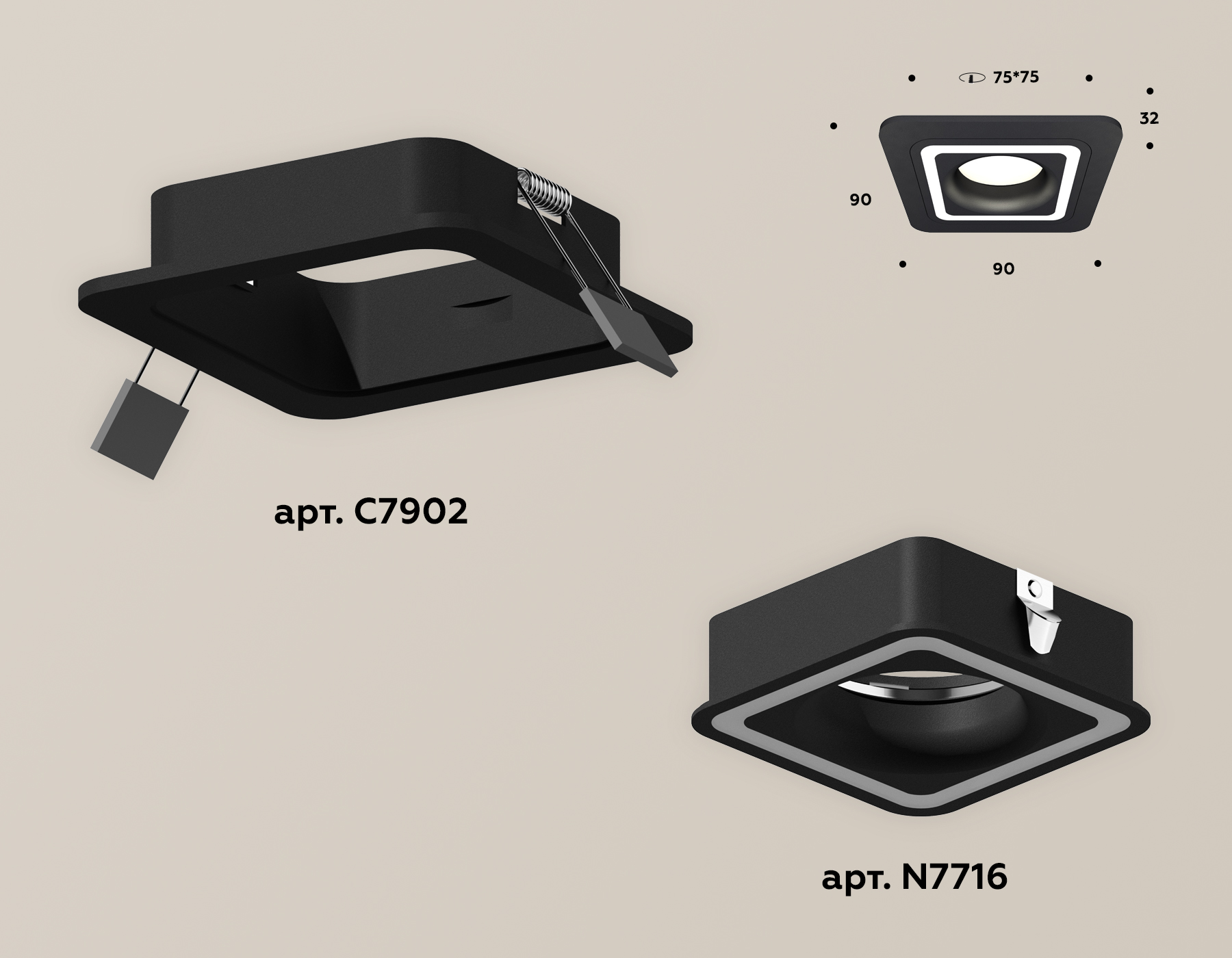 встраиваемый светильник ambrella light techno xc7902011 (c7902, n7716)
