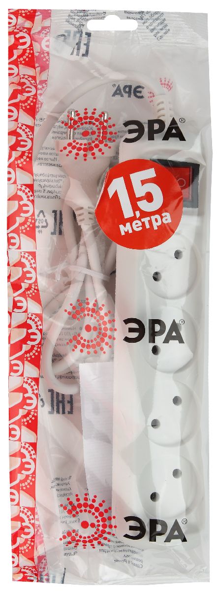 удлинитель электрический эра u-4s-1,5m-2x1 б0044052