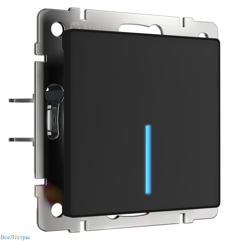 сенсорный выключатель одноклавишный wi-fi werkel с подсветкой черный w4510108 4690389171253
