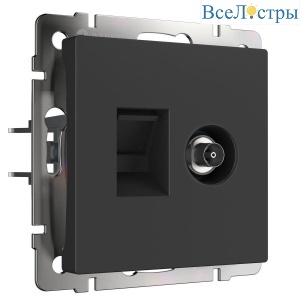 Розетка Werkel TV/RJ-45 6 кат черный матовый W1181308 4690389174483