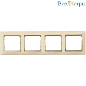 Рамка 4-постовая Legrand Valena слоновая кость/золотой штрих 774154