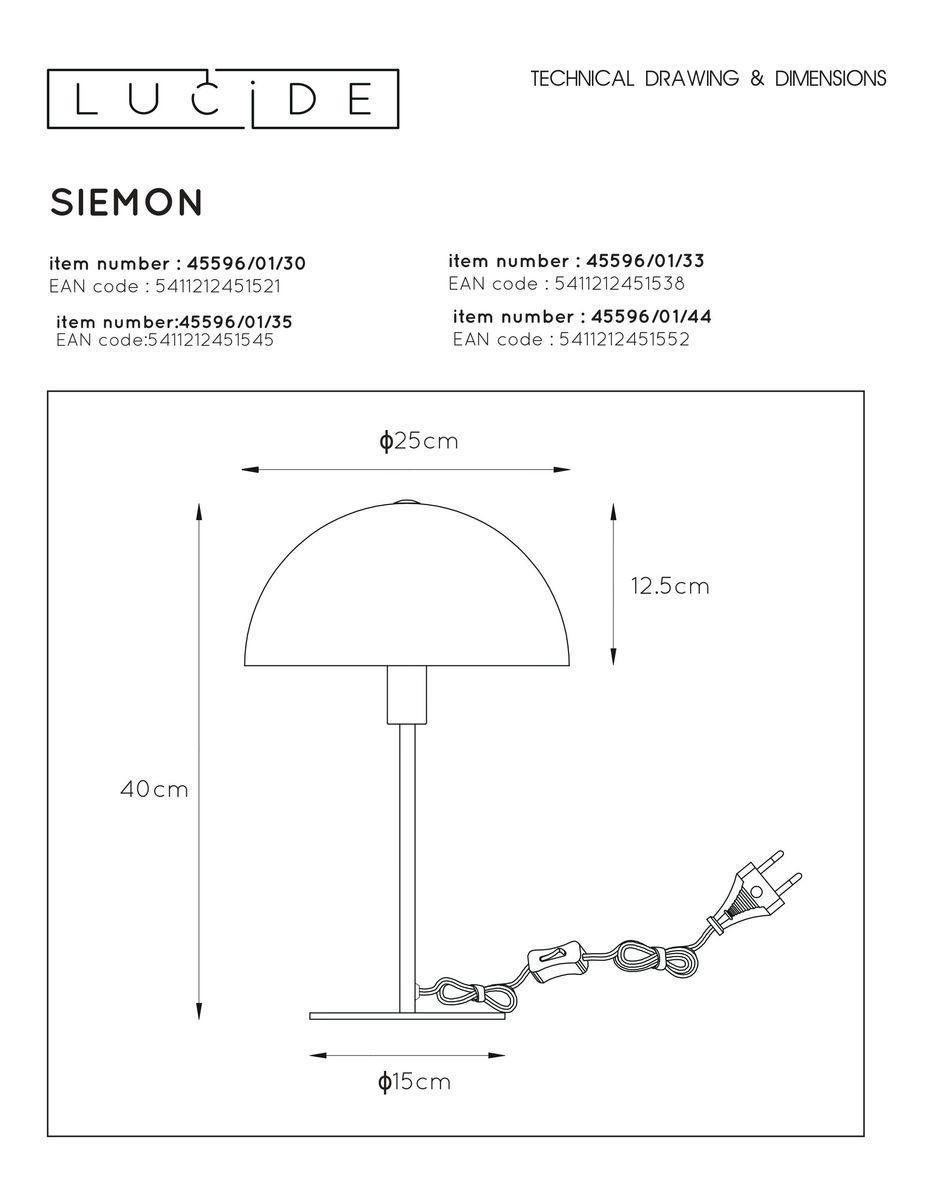 настольная лампа lucide siemon 45596/01/30