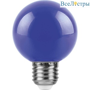 Лампа светодиодная Feron E27 3W синий Шар Матовая LB-371 25906