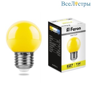 Лампа светодиодная Feron E27 1W желтая LB-37 25879