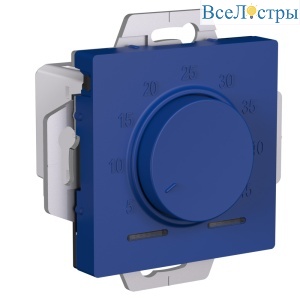 Термостат электрон. теплого пола с датчиком, 10A, механизм Systeme Electric AtlasDesign Аквамарин ATN001135