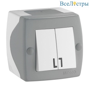 Выключатель Mono Electric Octans IP20 двухклавишный бело-серый 104-020001-102
