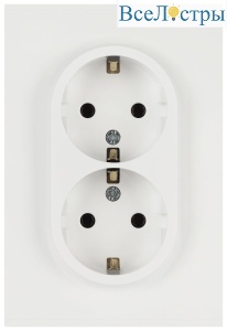 Розетка Эра Arktik 16-2105-08 двойная с заземлением 2X2P+E Schuko со шторками 16А-250В белый матовый Б0070461