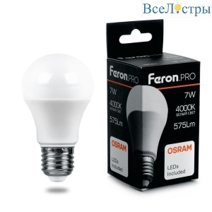 Лампа светодиодная Feron E27 7W 4000K Матовая LB-1007 38024