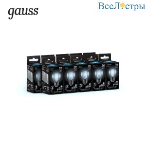 Лампа светодиодная филаментная Gauss E27 5W 4100K прозрачная 105802205