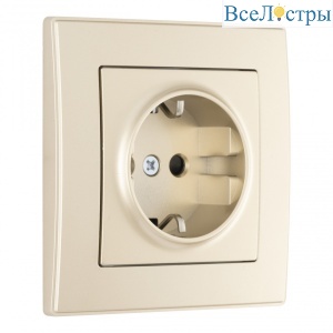 Комплект розетки с/з и шторками и рамкой Arte Milano SET06-1-40-1 shampan