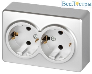 Розетка двойная с заземлением Эра 11-2205-03 Б0063046