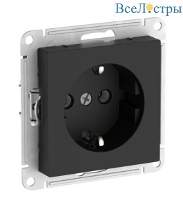 Розетка с заземлением, 16А, мех., быстрозажим. клем. Systeme Electric AtlasDesign Карбон ATN001043S