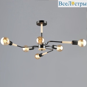 Люстра на штанге Reluce 10070-0.3-06 BK+WOOD