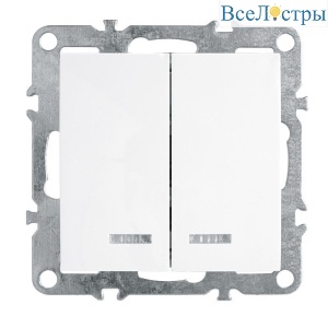 Выключатель двухклавишный Feron Stekker Эрна с подсветкой белый PSW10-9102-01 39310