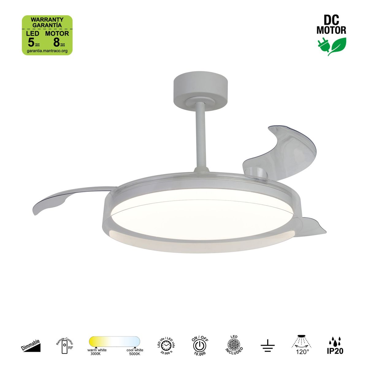 люстра-вентилятор mantra glass fan 9525