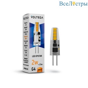 Лампа светодиодная Voltega G4 2W 2800K прозрачная VG9-K1G4warm2W-12 7142