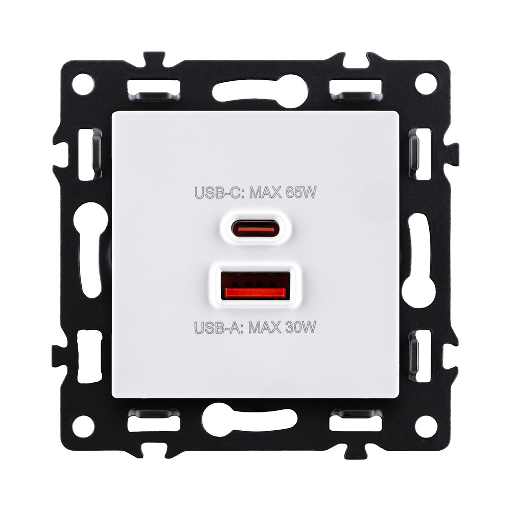 розетка usb a+c 65w, белый kollinger asthetik as-024wh