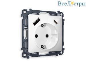 Комплект механизма розетки 2USB A+C 20W (быстрая зарядка) с/з Ambrella Volt Alfa MA110010