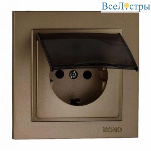 Розетка 2К+З Mono Electric Despina 16A 250V с крышкой винтовое подключение бронза 102-232321-118