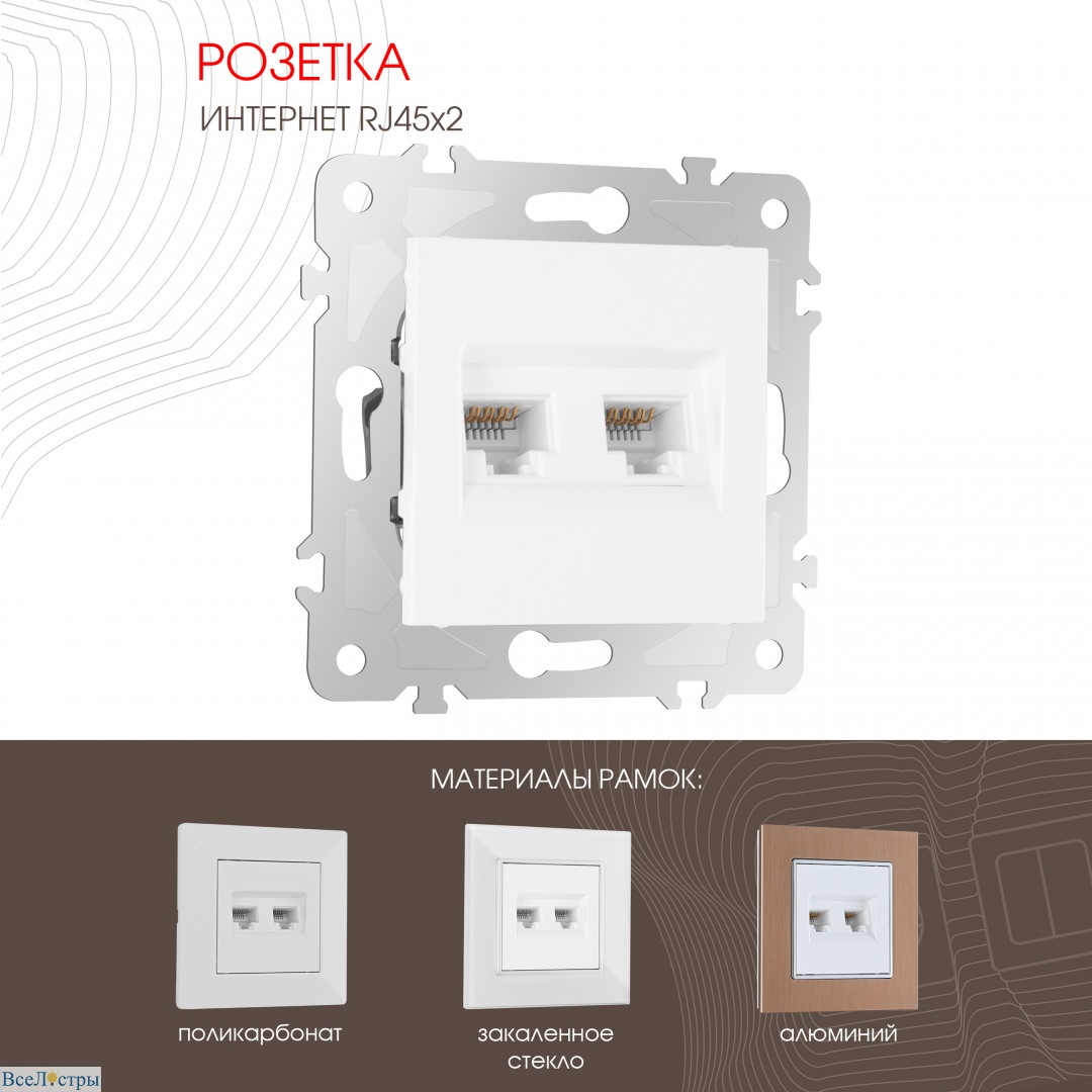розетка двойная rj45 arte milano 203.45-2.white