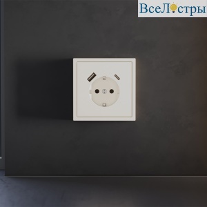 Накладка для розетки с заземлением и защитными шторками, с USB A+C Voltum S70 (хлопок) VLS001013