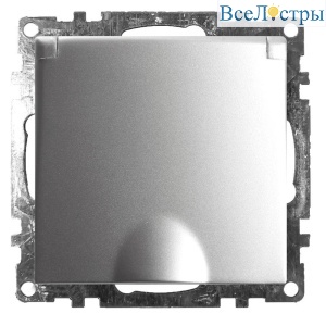 Розетка 2P+PE Stekker Катрин со шторками крышкой серебро GLS16-7112-03 39580